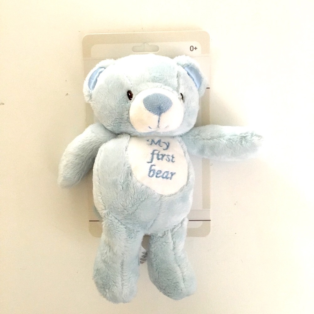 NEW 10” My 1st Bear Blue Soft Plush Rattle Toy Stuffed Animal for Baby
